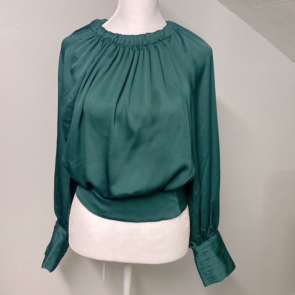 NEW EXPRESS Hunter Green Silk Top